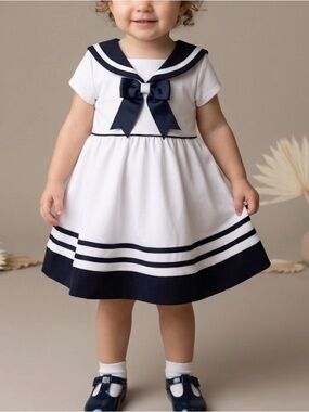 Allison Ann Nautical Sailor Toddler Baby Girls Dress Size 6-9 Months